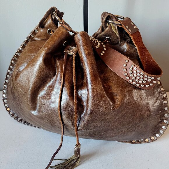 Vintage Handbags - Vintage Large Leather Hobo "EUC"